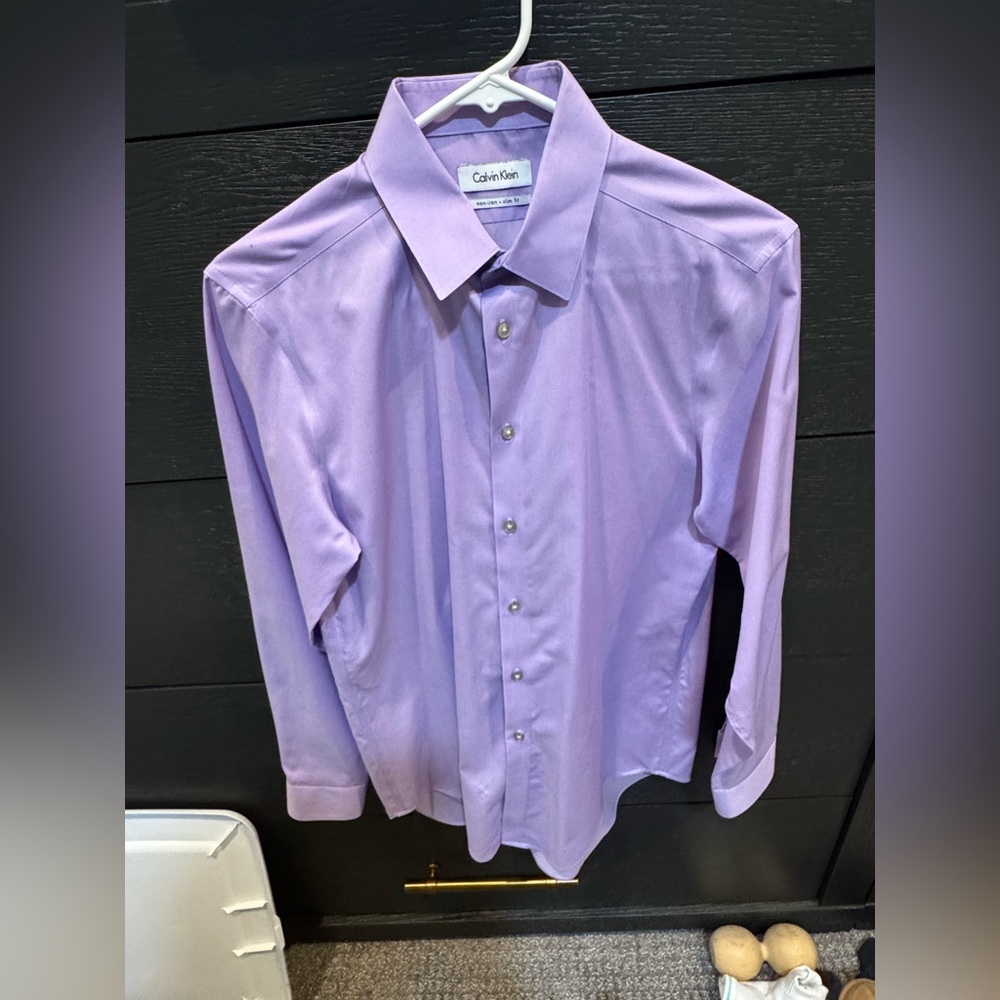 Calvin Klein dress shirt, purple, 14 1/2 neck. Barely worn.